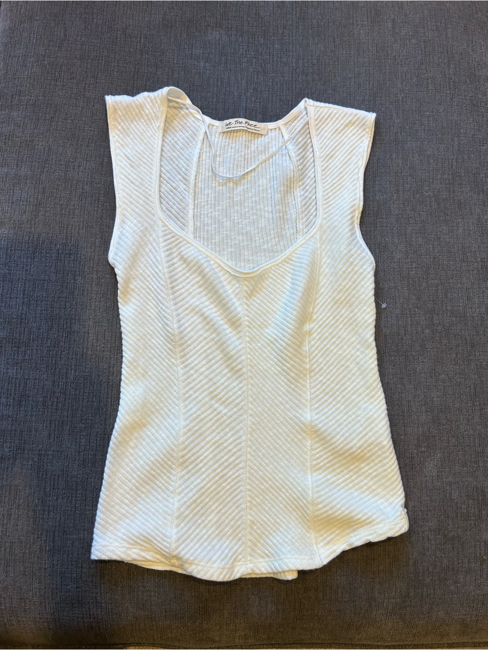 Free People We The Free Boss Babe Cream Ribbed Tank Top
